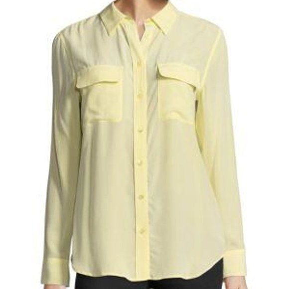 New York & Co. Women's Butter Yellow Button Up Blouse Sheer Spring Size XL NWT‎ - Picture 14 of 14